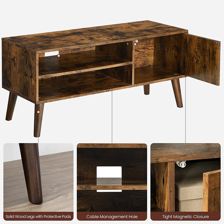 Wooden Look TV Console Stand With Storage Shelf & Cupboard - Cosy Abode
