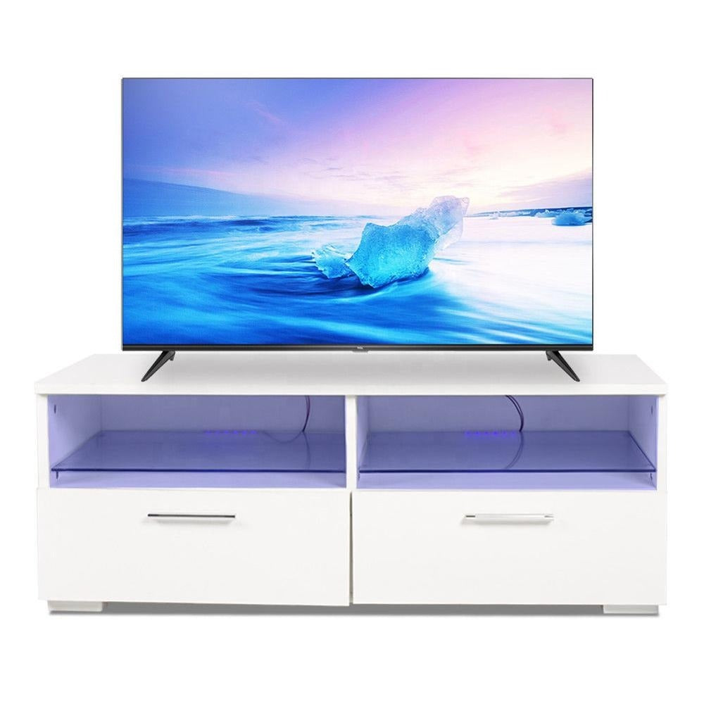 White TV Cabinet with LED lights with RGB remote control - Cosy Abode