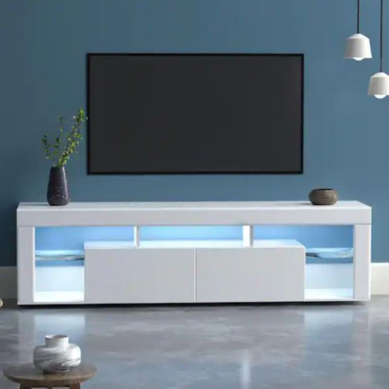 Modern TV Cabinet Living Room Furniture 200cm White - Cosy Abode