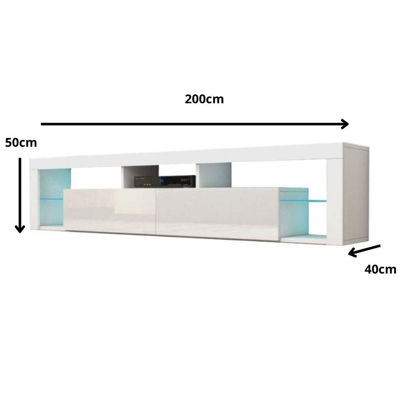 Modern TV Cabinet Living Room Furniture 200cm White - Cosy Abode