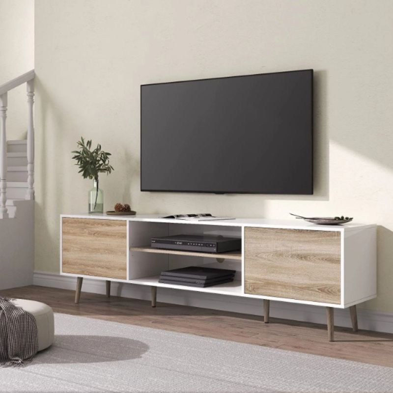 TV Entertainment Console with Wooden Legs 177cm - Cosy Abode