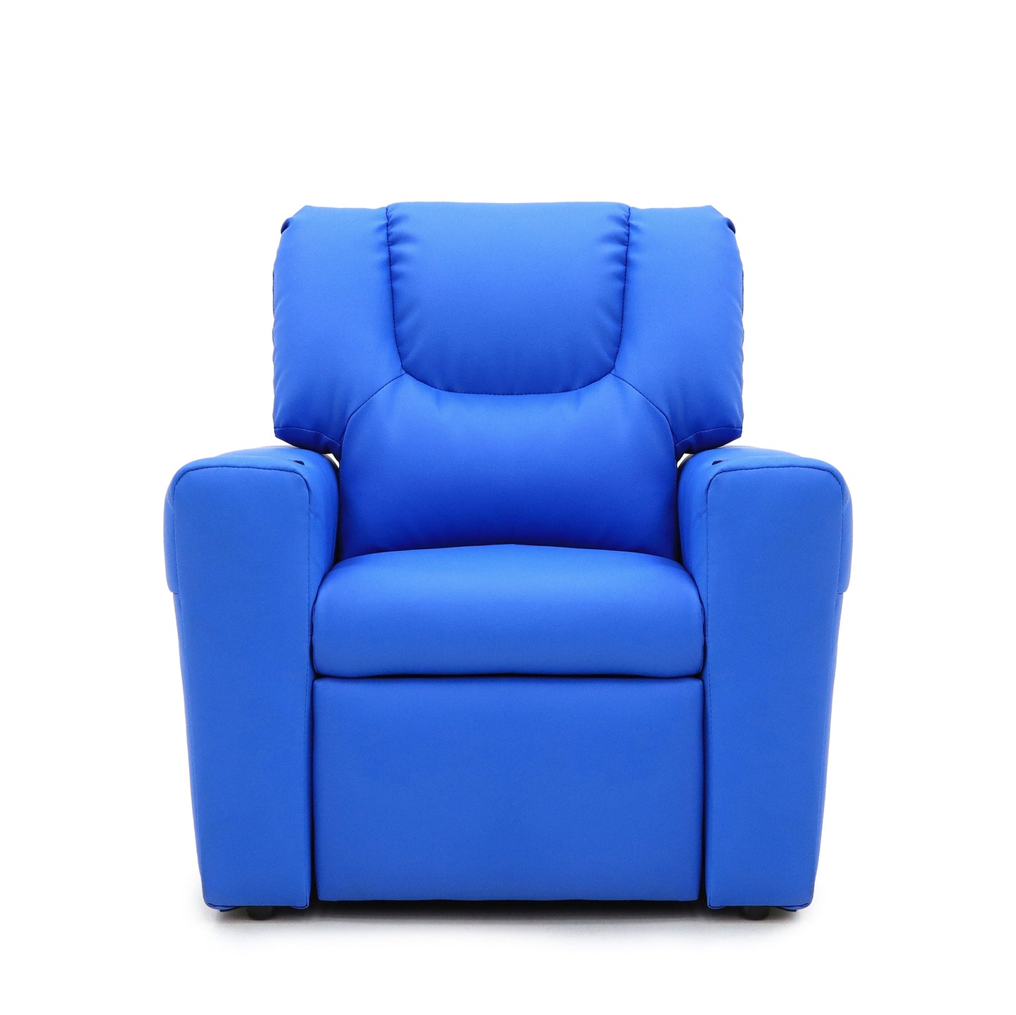 Blue Kids push back recliner chair with cup holder - Cosy Abode