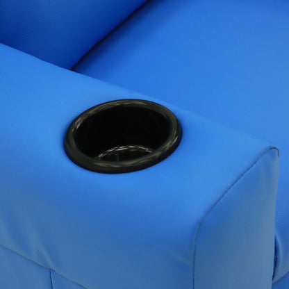Blue Kids push back recliner chair with cup holder - Cosy Abode