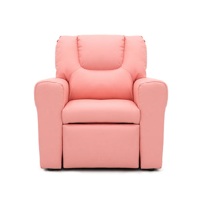 Pink Kids push back recliner chair with cup holder - Cosy Abode