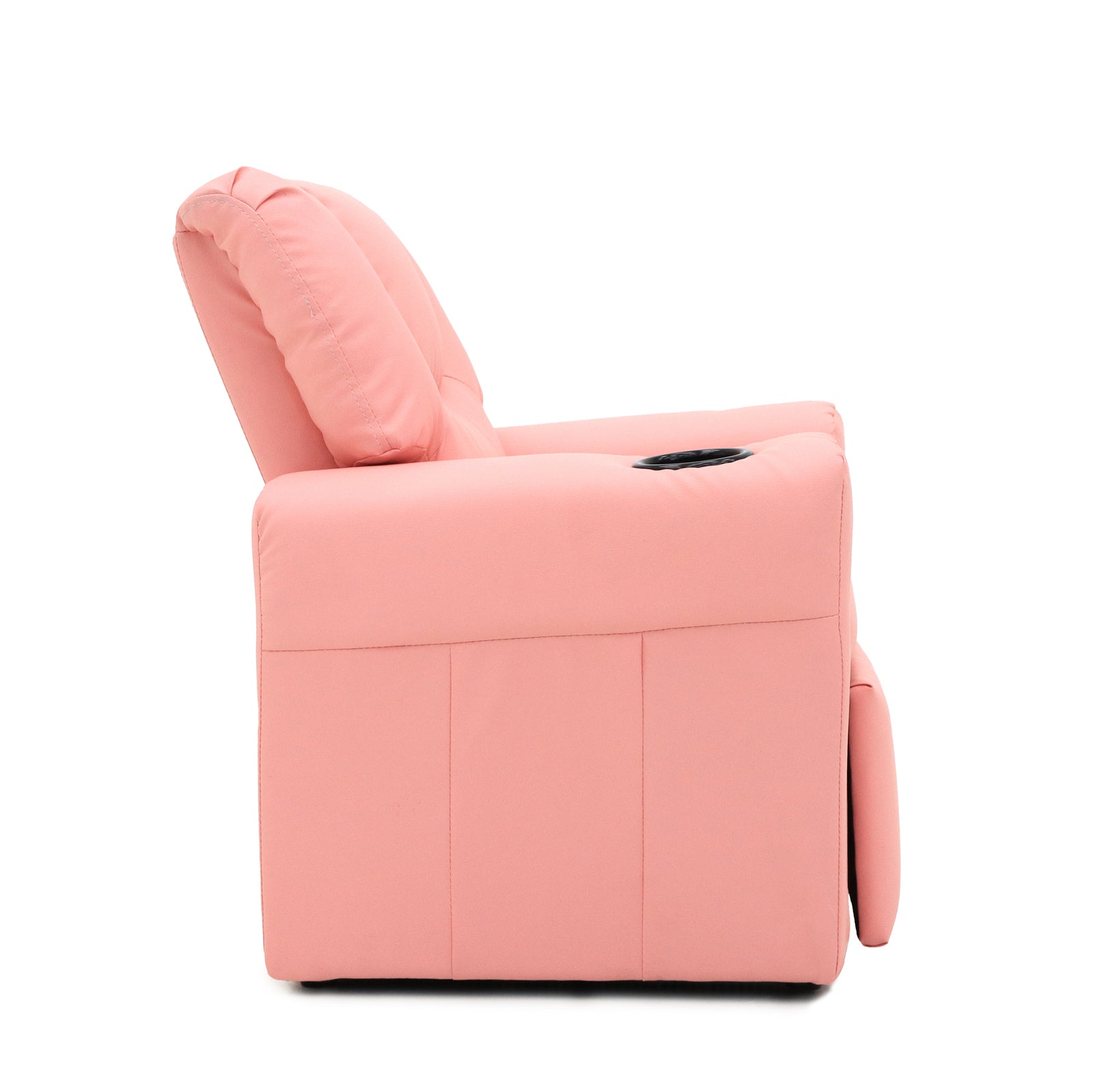 Pink Kids push back recliner chair with cup holder - Cosy Abode