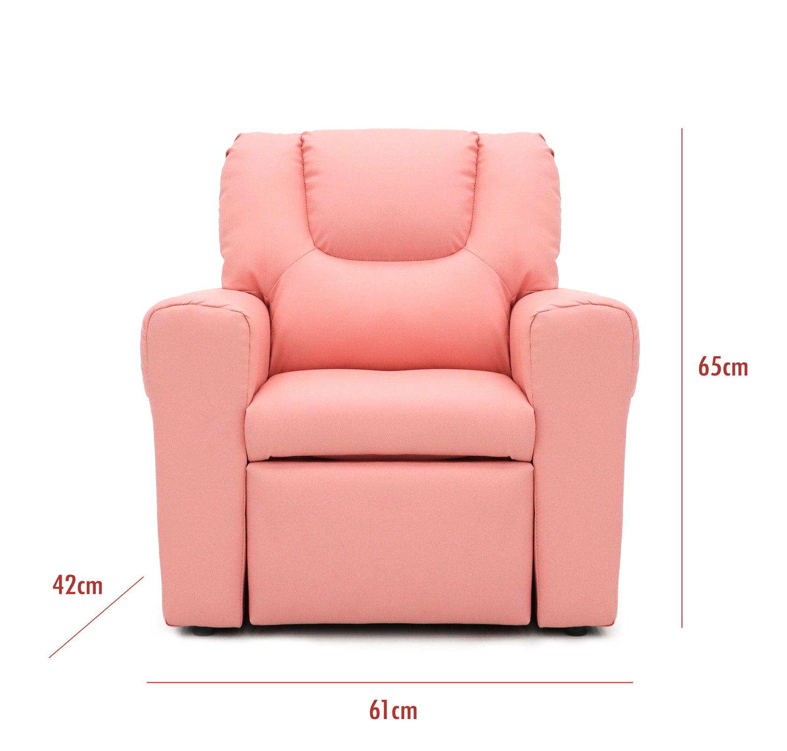 Pink Kids push back recliner chair with cup holder - Cosy Abode