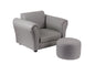 Kids Grey Couch Sofa Chair w/ Footstool in PU Leather - Cosy Abode