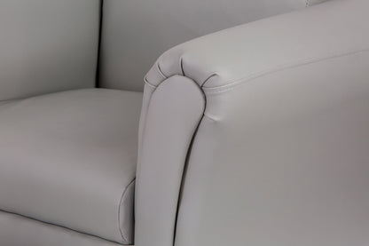 Kids Grey Couch Sofa Chair w/ Footstool in PU Leather - Cosy Abode