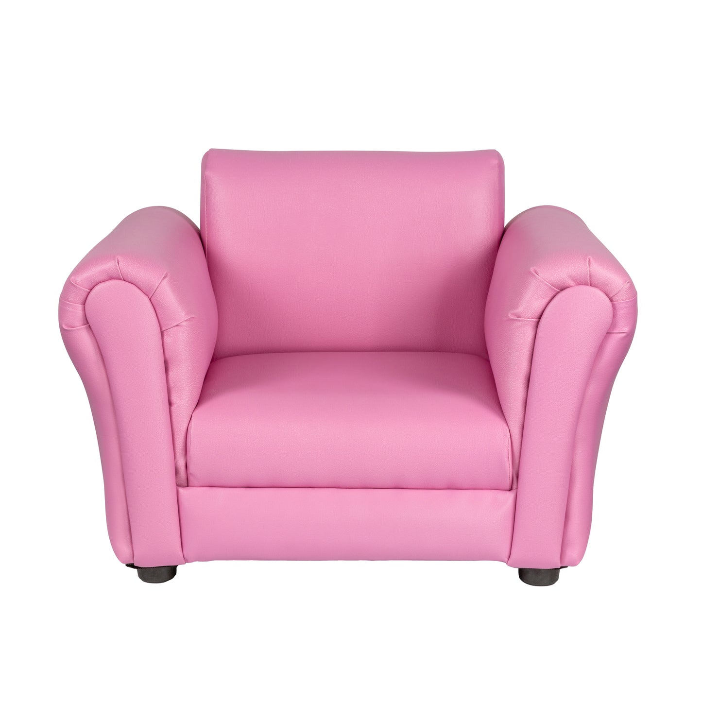 Kids Pink Couch Sofa Chair w/ Footstool in PU Leather - Cosy Abode