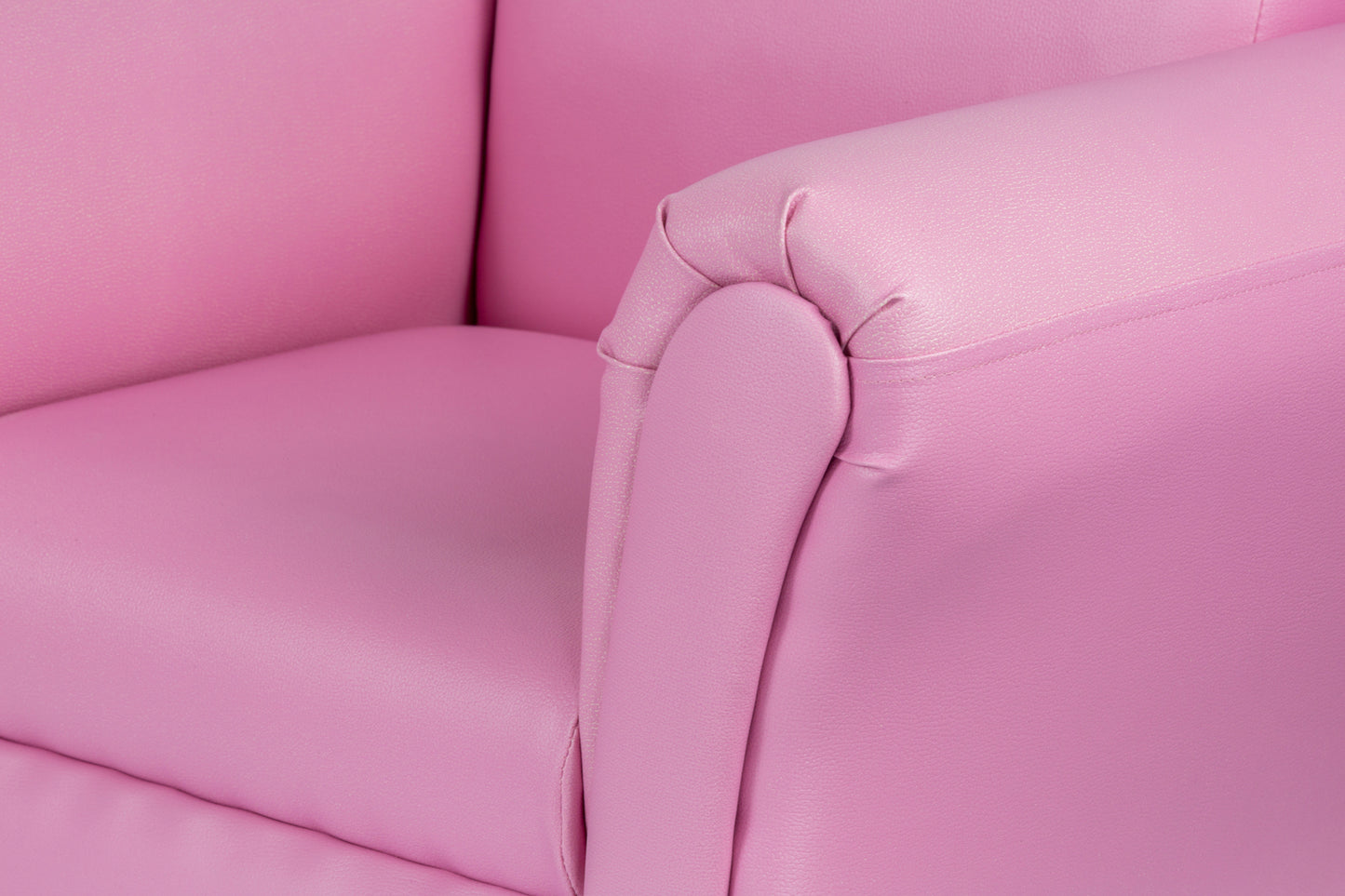 Kids Pink Couch Sofa Chair w/ Footstool in PU Leather - Cosy Abode
