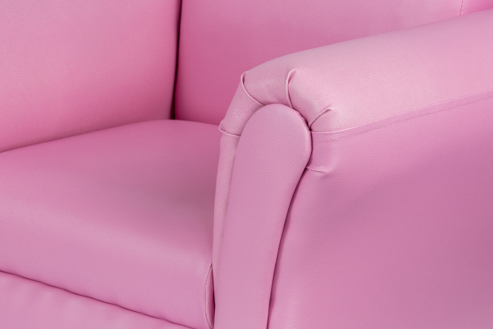 Kids Pink Couch Sofa Chair w/ Footstool in PU Leather - Cosy Abode