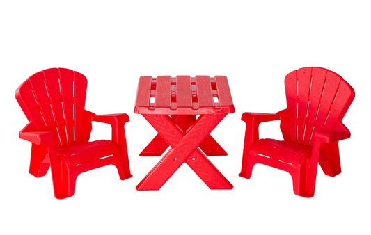 Kids Durable Table and Two Child-sized Chairs Set - Red - Cosy Abode