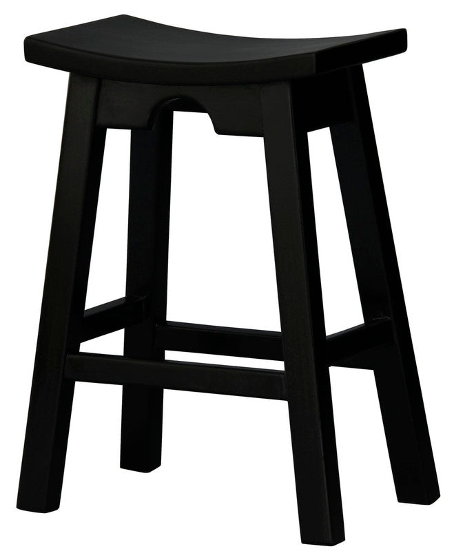Ryo Solid Mahogany Kitchen Counter Stool (Black) - Cosy Abode