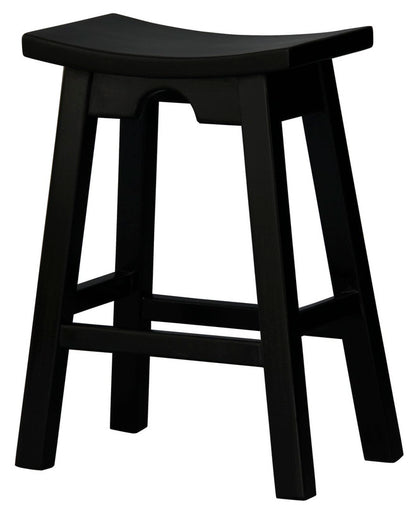 Ryo Solid Mahogany Kitchen Counter Stool (Black) - Cosy Abode
