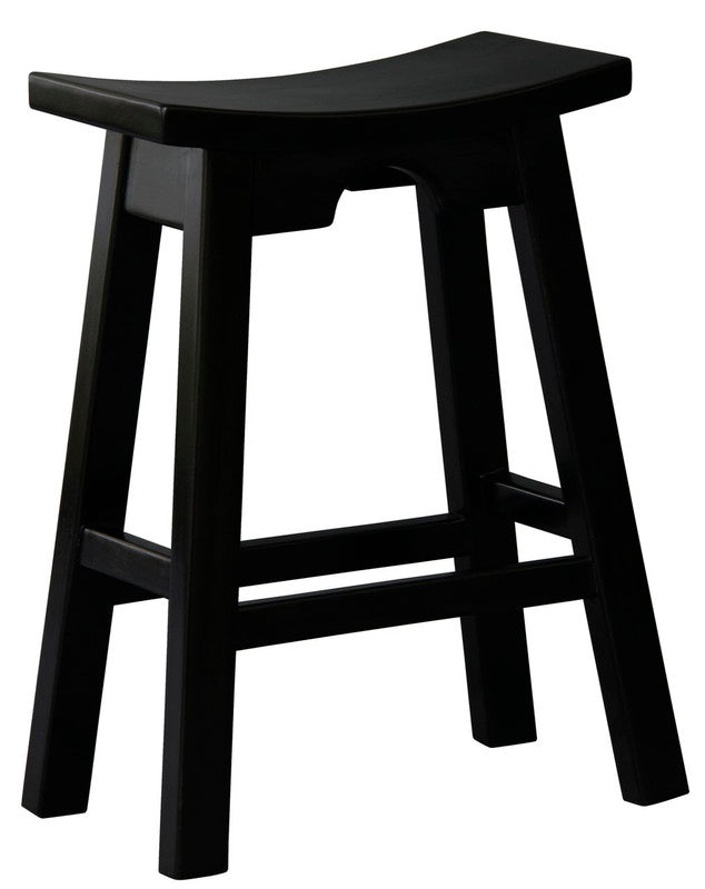 Ryo Solid Mahogany Kitchen Counter Stool (Black) - Cosy Abode