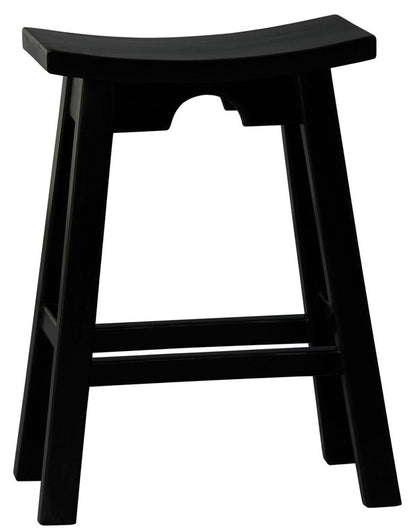 Ryo Solid Mahogany Kitchen Counter Stool (Black) - Cosy Abode