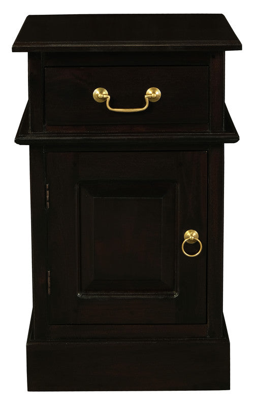 Tasmania 1 Solid Door 1 Drawer Bedside (Chocolate) - Cosy Abode