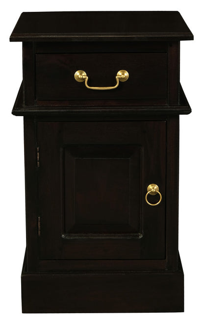 Tasmania 1 Solid Door 1 Drawer Bedside (Chocolate) - Cosy Abode