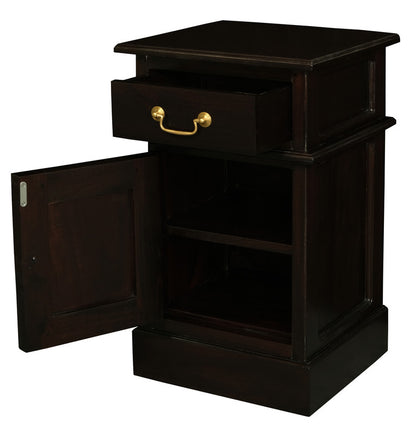 Tasmania 1 Solid Door 1 Drawer Bedside (Chocolate) - Cosy Abode