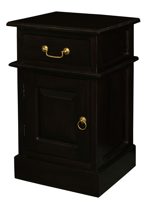 Tasmania 1 Solid Door 1 Drawer Bedside (Chocolate) - Cosy Abode