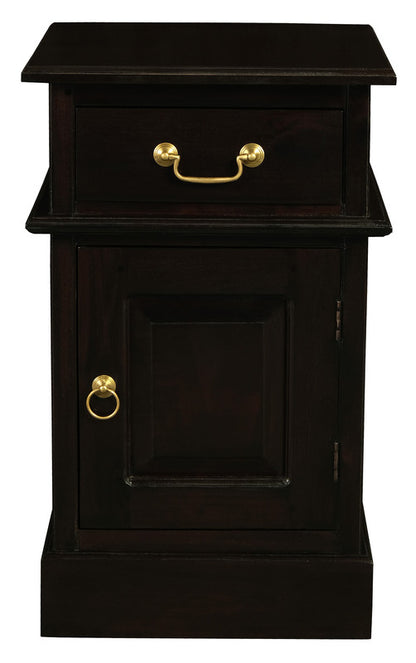Tasmania 1 Solid Door 1 Drawer Bedside (Chocolate) - Cosy Abode