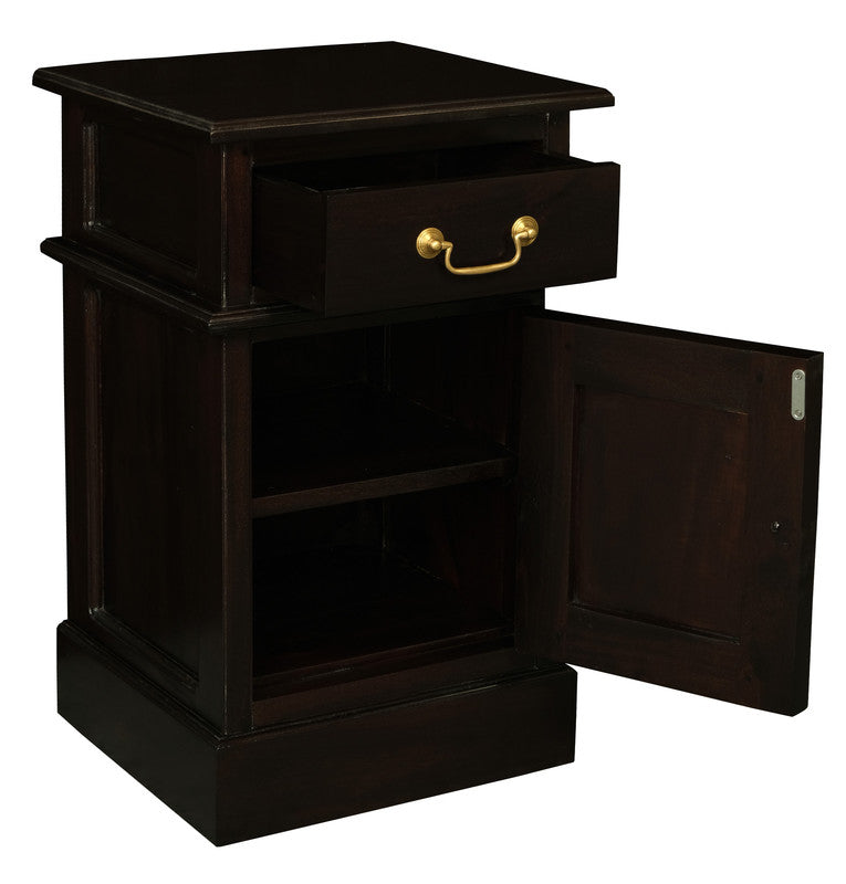 Tasmania 1 Solid Door 1 Drawer Bedside (Chocolate) - Cosy Abode