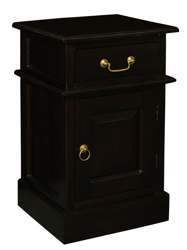 Tasmania 1 Solid Door 1 Drawer Bedside (Chocolate) - Cosy Abode