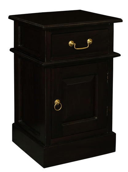 Tasmania 1 Solid Door 1 Drawer Bedside (Chocolate) - Cosy Abode