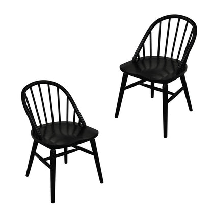 Vera Solid Oak Dining Chair - Set of 2 (Black) - Cosy Abode