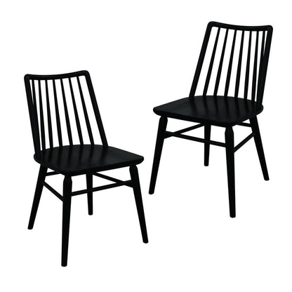 Riviera Solid Oak Dining Chair - Set of 2 (Black) - Cosy Abode