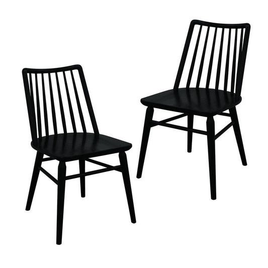 Riviera Solid Oak Dining Chair - Set of 2 (Black) - Cosy Abode