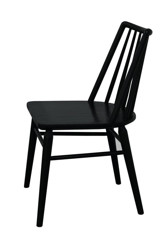 Riviera Solid Oak Dining Chair - Set of 2 (Black) - Cosy Abode