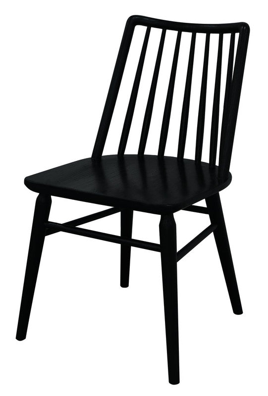 Riviera Solid Oak Dining Chair - Set of 2 (Black) - Cosy Abode