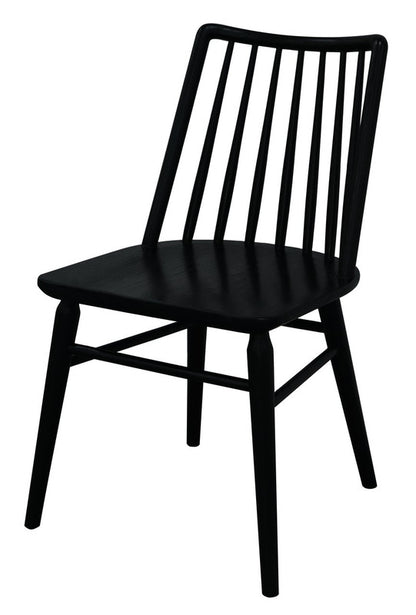 Riviera Solid Oak Dining Chair - Set of 2 (Black) - Cosy Abode