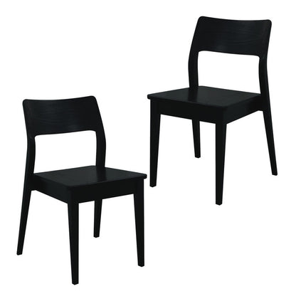 Providence Solid Oak Dining Chair - Set of 2 (Black) - Cosy Abode