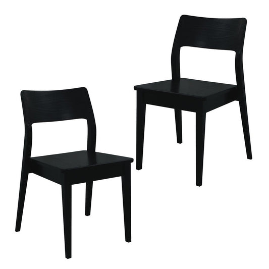 Providence Solid Oak Dining Chair - Set of 2 (Black) - Cosy Abode
