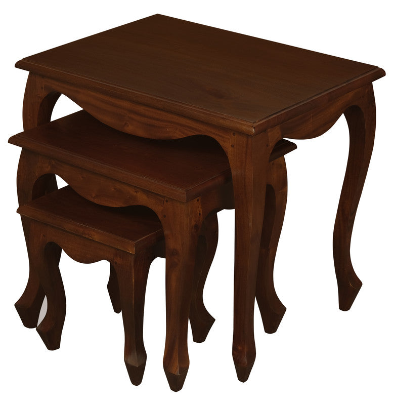 Queen Ann Nest of Table Set of 3 (Mahogany) - Cosy Abode