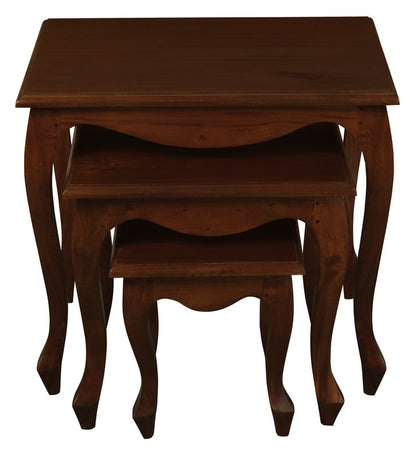 Queen Ann Nest of Table Set of 3 (Mahogany) - Cosy Abode