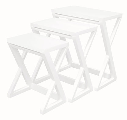 Manhattan Solid Mahogany Timber Nest of Tables - Set of 3 (White) - Cosy Abode