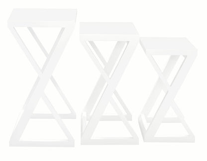 Manhattan Solid Mahogany Timber Nest of Tables - Set of 3 (White) - Cosy Abode