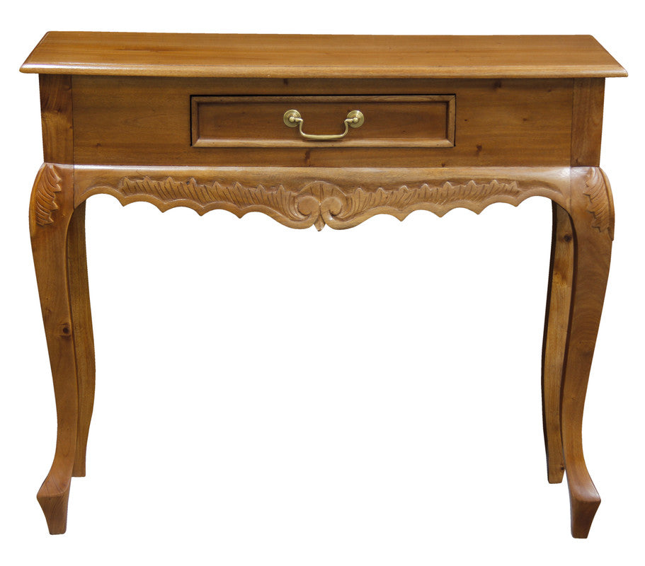 Sierra Carved 1 Drawer Sofa Table (Light Pecan) - Cosy Abode