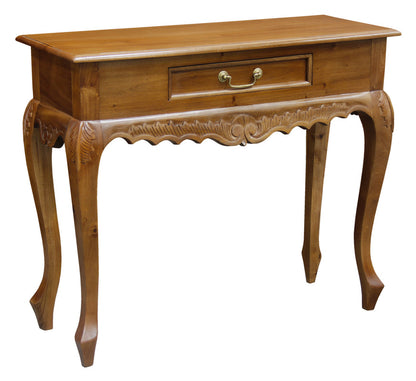 Sierra Carved 1 Drawer Sofa Table (Light Pecan) - Cosy Abode
