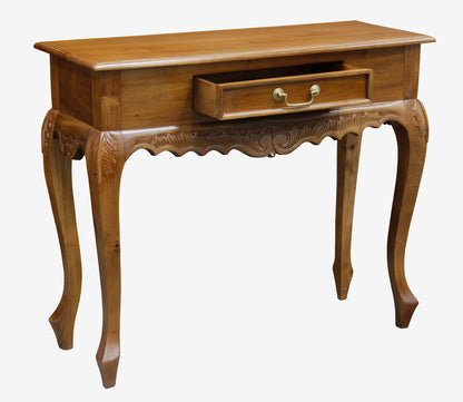 Sierra Carved 1 Drawer Sofa Table (Light Pecan) - Cosy Abode