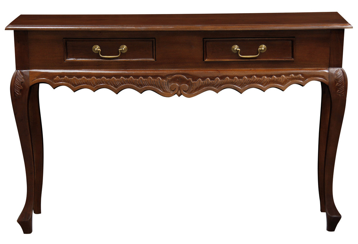 Seine 2 Drawer Carved Sofa Table (Mahogany) - Cosy Abode