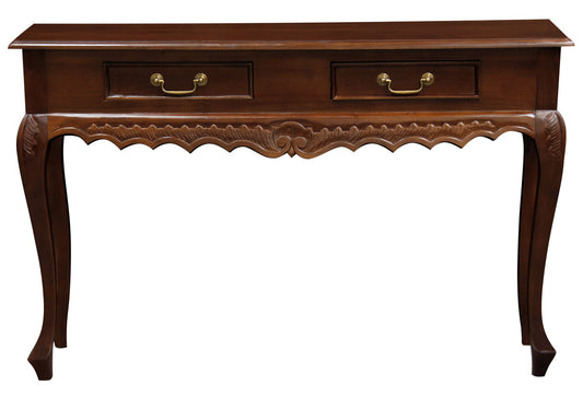 Seine 2 Drawer Carved Sofa Table (Mahogany) - Cosy Abode