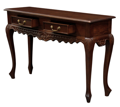 Seine 2 Drawer Carved Sofa Table (Mahogany) - Cosy Abode