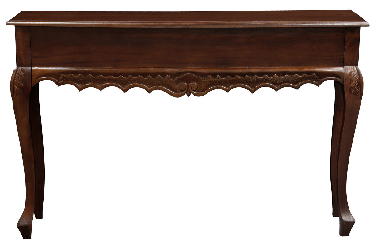 Seine 2 Drawer Carved Sofa Table (Mahogany) - Cosy Abode