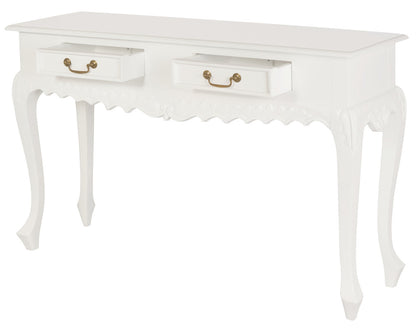 Seine 2 Drawer Carved Sofa Table (White) - Cosy Abode