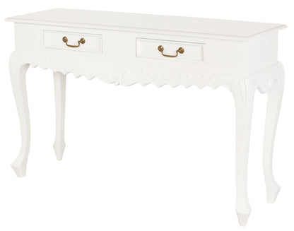Seine 2 Drawer Carved Sofa Table (White) - Cosy Abode