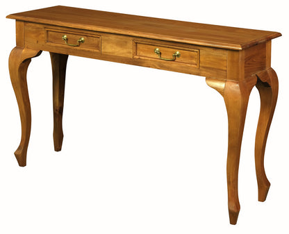 Queen Ann 2 Drawer Sofa Table (Light Pecan) - Cosy Abode